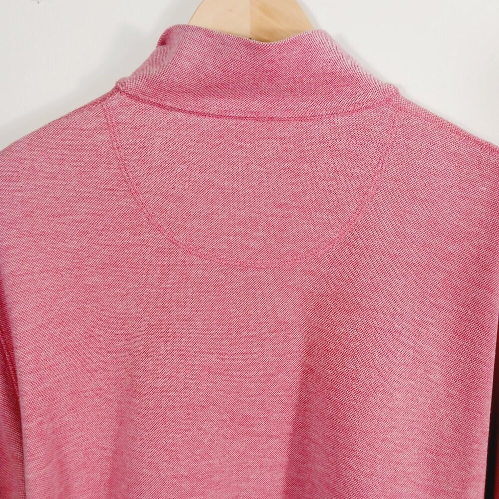 Nordstrom Men's Shop, Coral Red Woven Pullover, Size XL, Long Sleeve 1/4 Zip - Picture 7 of 16